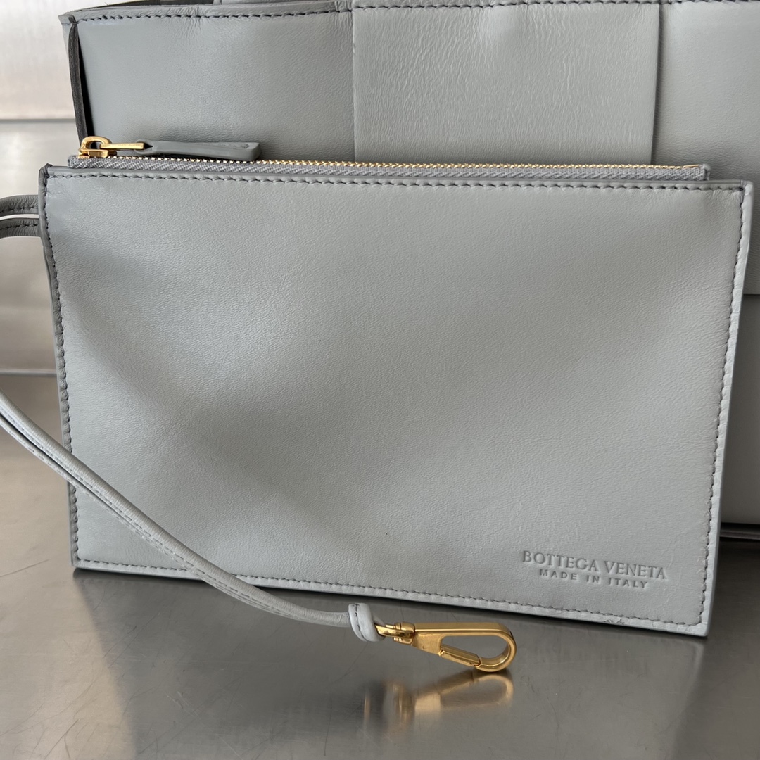 Mini Arco Intreccio Leather Tote Bag Agate Grey